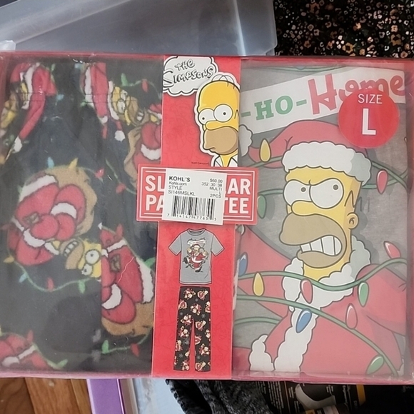 the Simpsons Mens Christmas Fun pjs pajamas sleepwear Nwt - Picture 3 of 5